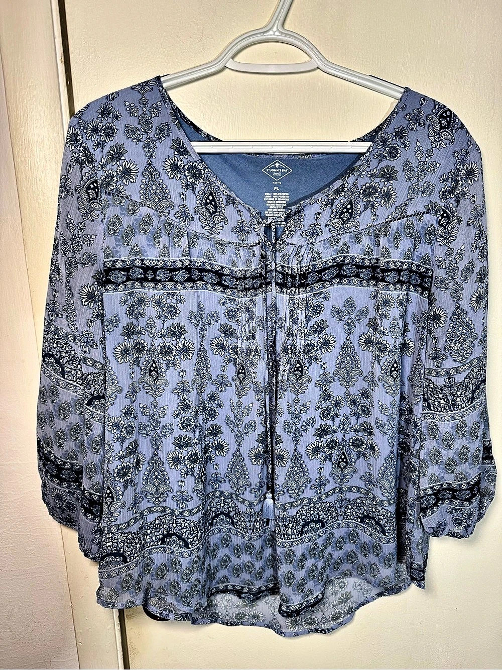 St. John's Bay Floral Blouse in Blue PL